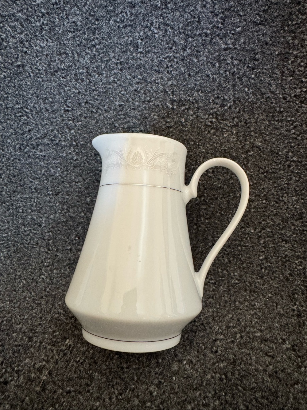 Crown Ming Fine China White Silver Trim Creamer Pitcher Vintage